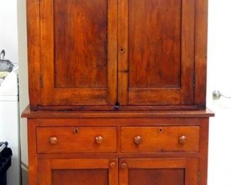 Antique Wood Buffet And Marriage Piece Hutch Cabinet, 79" H x 42.4" W x 19.5" D
