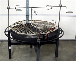 RiverGrille Metal Fire Pit, With Grates, Rotisserie Spit, Cover, And More, Adjustable Height, 39" Diameter