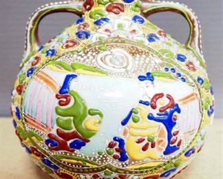 Oriental Decor, Includes Japanese Moriagi Vase, Oriental Ceramic Bowl, Chinese Carved Wood Box, Ceramic Platter And Vase