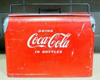 Vintage Coca-Cola Cooler With Bottle Opener On Side, 12.25" H x 17" W x 12" D