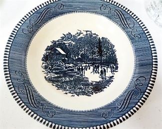 Royal China Currier & Ives "Early Winter" Bowls (3), Royal China Rooster Bowls (2) And Glass Tumblers (7), Total Qty 12