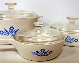 Blue Cornflower Corning Ware 3 qt, 1 qt And 1 pt Casserole Dishes, All With Lids