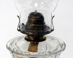 White Flame Light Co. Glass Oil Lamp With Hurricane Shade