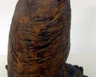 Hand Carved Wood Statue Of Eagle, 15" H