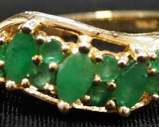 14K Ring With Emerald Stones, Size 6-1/2 And 14K Gold Filled Bracelet