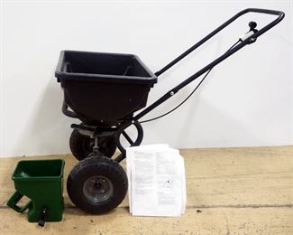 Two Fertilizer And Seed Spreaders, Includes Agri-Fab Walk Behind Spreader 45-03882-KD With Manual And Scotts Easy Hand-Held Spreader
