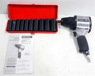 Porter Cable 1/2" Impact Wrench Model PT501 With Instructions And 10-Piece Socket Set (Sizes Range 7/16" - 1")