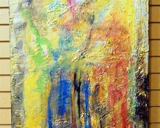 Original Abstract Art On Canvas By Marian Georgopulos, 24" Wide x 36" High