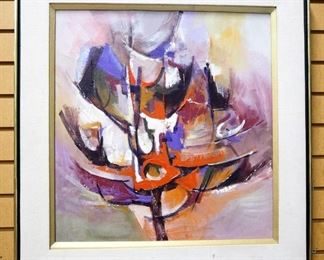 Painting Of "True Impressions" By Maurijo Reser, Acrylic On Canvas Mounted To Board, Framed 26.5" Wide x 27.5" High