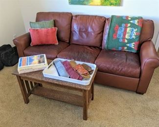 Leather sofa bed