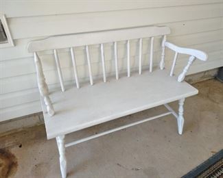 white wood bench