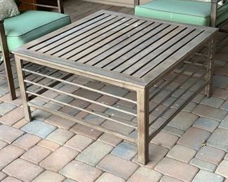 Outdoor Patio Coffee Table & 4 Chairs Set	Table: 19x36x36.   Chairs: 33x27x30in. Seat height: 19in	HxWxD
