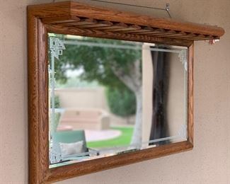 Oak Outdoor Mirror/wineglass Holder	31x52x11in	HxWxD
