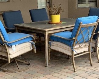 7pc Hampton Bay Outdoor Patio Set Table w/ 6 chairs	Table: 29x42x65in	HxWxD
