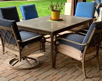 7pc Hampton Bay Outdoor Patio Set Table w/ 6 chairs	Table: 29x42x65in	HxWxD
