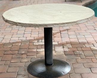 5 Pc Hampton Bay Wicker Patio Set Table & 4 Chairs Faux Stone Top	Table : 28in H x 42in diameter	
