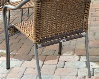 5 Pc Hampton Bay Wicker Patio Set Table & 4 Chairs Faux Stone Top	Table : 28in H x 42in diameter	