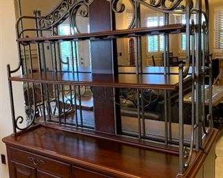 Cherry Wood & Iron Hutch Wine Rack Bar	81x56x18in	HxWxD
