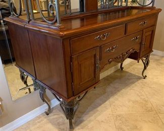 Cherry Wood & Iron Hutch Wine Rack Bar	81x56x18in	HxWxD
