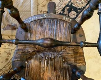 Antique Pennsylvania Rush Seat Windsor Chair Brace back	36x24x22in	HxWxD
