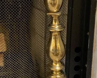 Antique Federal style Brass Andirons w/ Fence		
