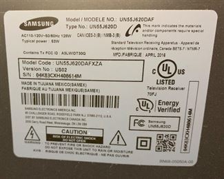 Samsung 55in LED Smart TV HD UNB55j620DAFXZA	49x44x4in	HxWxD
