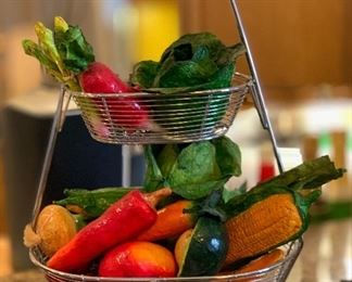 2-Tier Basket of Faux Vegetables		
