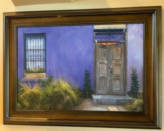 Original Art Periwinkle Doorway Courtyard painting	33x45	
