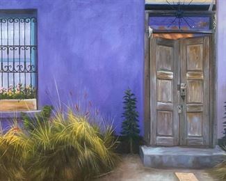 Original Art Periwinkle Doorway Courtyard painting	33x45	
