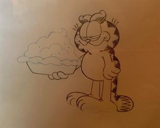 *Signed* Garfield Cream Pie Jim Davis Hand Painted Production Cel		
