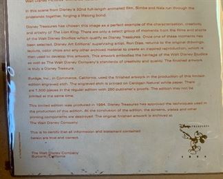 Lion King Disney Animation Cel Ron Davis		
