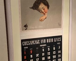 Framed 1939 Chesapeake & Ohio Calendar		
