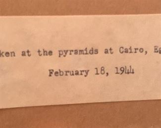 1944 Cairo Egypt Pyramids Framed Photo		
