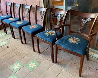 6pc Tapestry Seat Chairs	34 x 20 x 19	HxWxD
