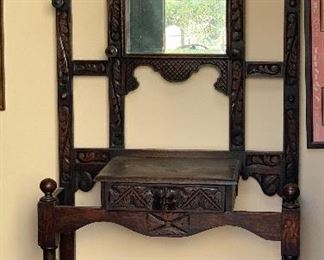 Antique Carved Wood Hall Stand	79x36x16in	HxWxD
