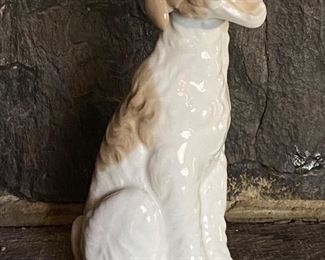 NAO by Lladro 0251 "Dog Yawning" curly haired puppy dog yawning/laughing		