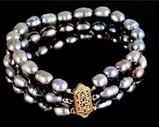 2. Graduated TripleStrand Baroque Tahitian Pearl Bracelet