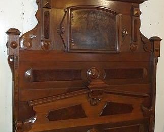 Walnut High Back Victorian Bed