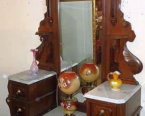 Matching Walnut Victorian  Marble Top Deep Well Dresser 