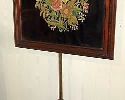 Rosewood Candle Screen W/ Needlepoint
