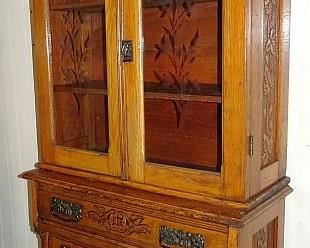 Child's Oak 2 Pc. Cupboard With Pressed Design