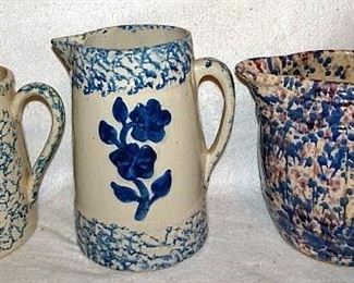 Blue & White Spongeware Pitchers