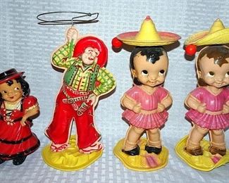 Vintage 1940's Irwin Plastic/Celluloid Wind Up Cowboy With Lasso, Flamenco Dancer, Etc.