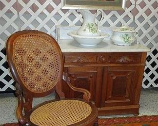 Walnut Marble Top Washstand, Rocker