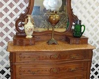 Walnut Marble Top Dresser