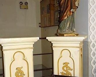 Large Jesus Figurine & Pedestals