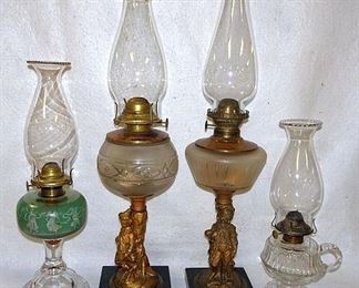 Oil Lamps Incl. Figural Base