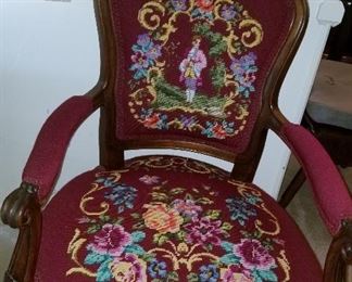 antique needle point chair