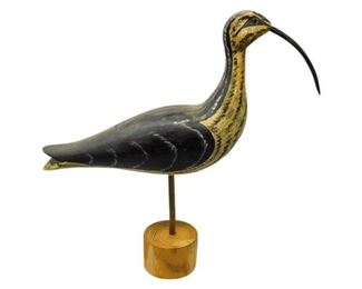 68. Carved Wooden Bird with Stand