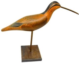 66. Wooden Bird Carving with Stand